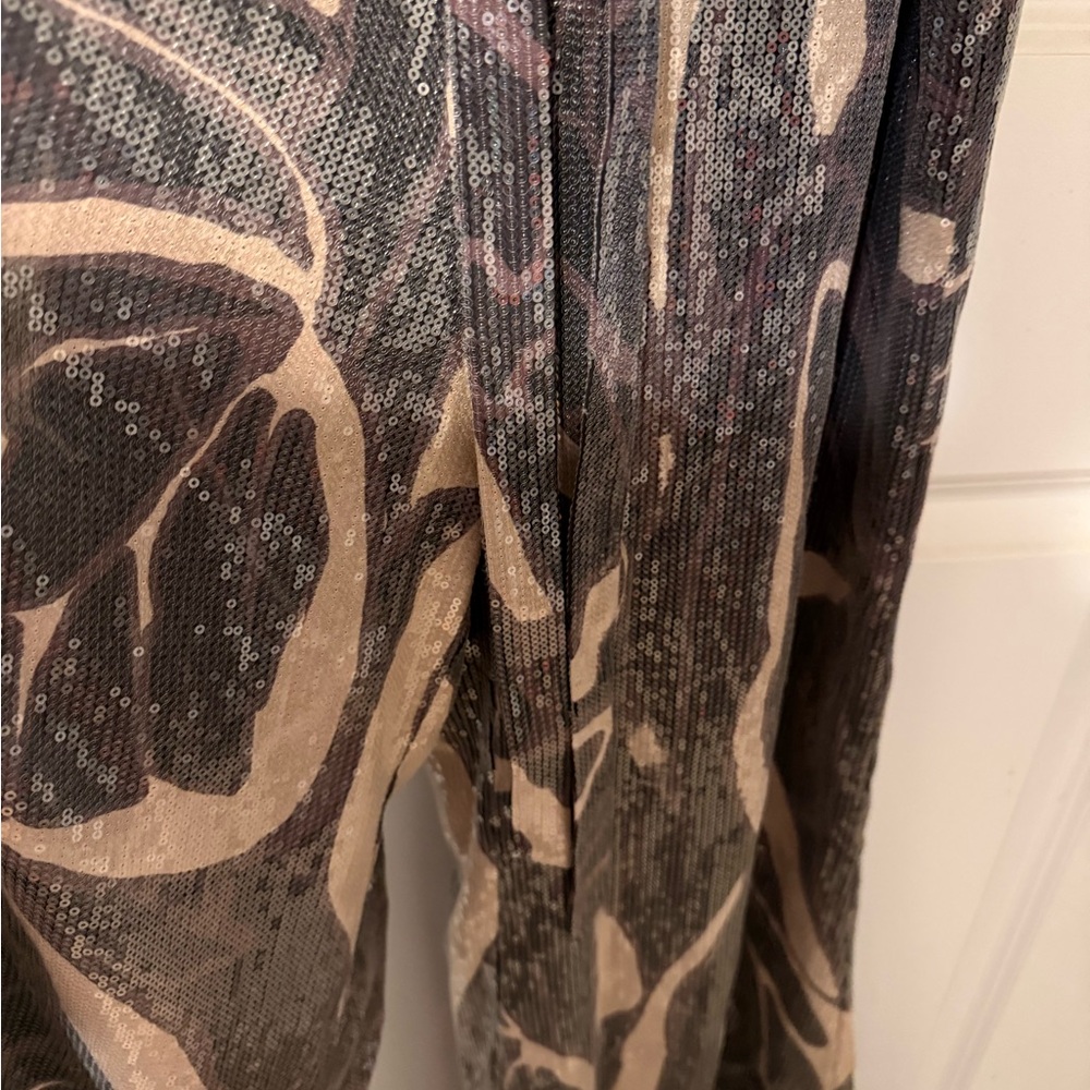 Ted Baker Edennie Black and Tan sequin Abstract Jumpsuit size 2 - Picture 10 of 13